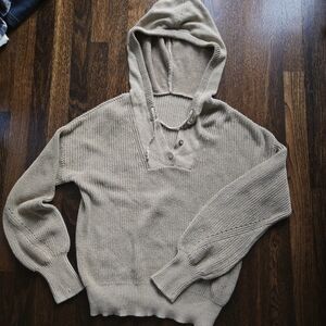 Hoodie Cotton Neutral Toffee Caramel Color Rib Knit Size M